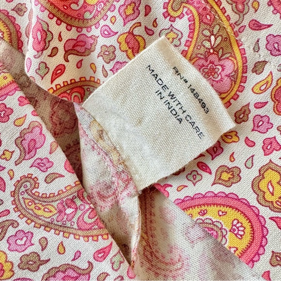 ✨💋SOLD💋🌺🌼DÔEN ‘Tybee’ Silk Satin Golden Hour Paisley Mini Dress XS✨ - Picture 11 of 16